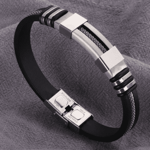 bracelet noir argent